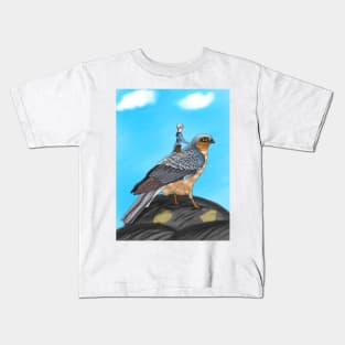 Riding on a Peregrine Falcon Kids T-Shirt